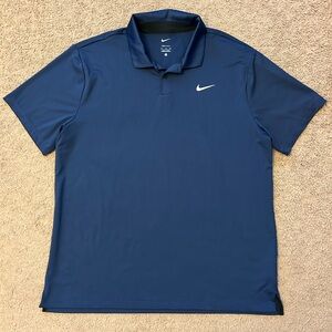 Nike Dri-Fit Men’s Navy Polo with White Swoosh Shirt size XL